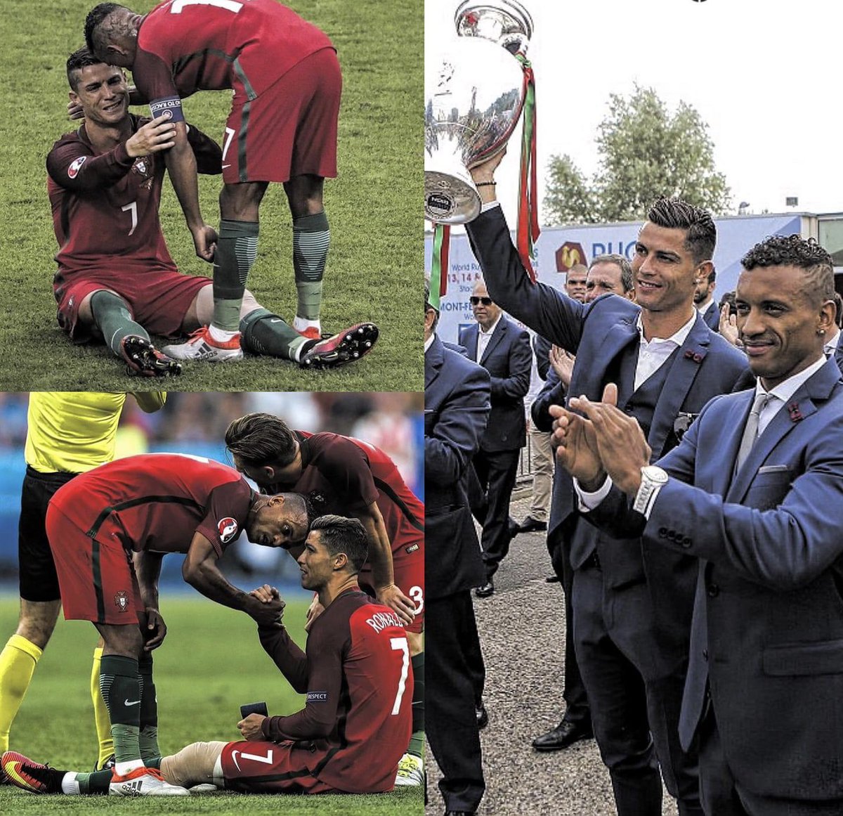 FrankKhalidUK's tweet photo. Nani tells how the EURO 2016 final went without Cristiano Ronaldo: "I asked him to try to continue a little but he cried, I can't my brother, I can't continue. Then I told him, do not worry, we'll win for you, believe me. When he gave me armband, I started shouting at everywhere. we have to win, we have to win." 🇵🇹