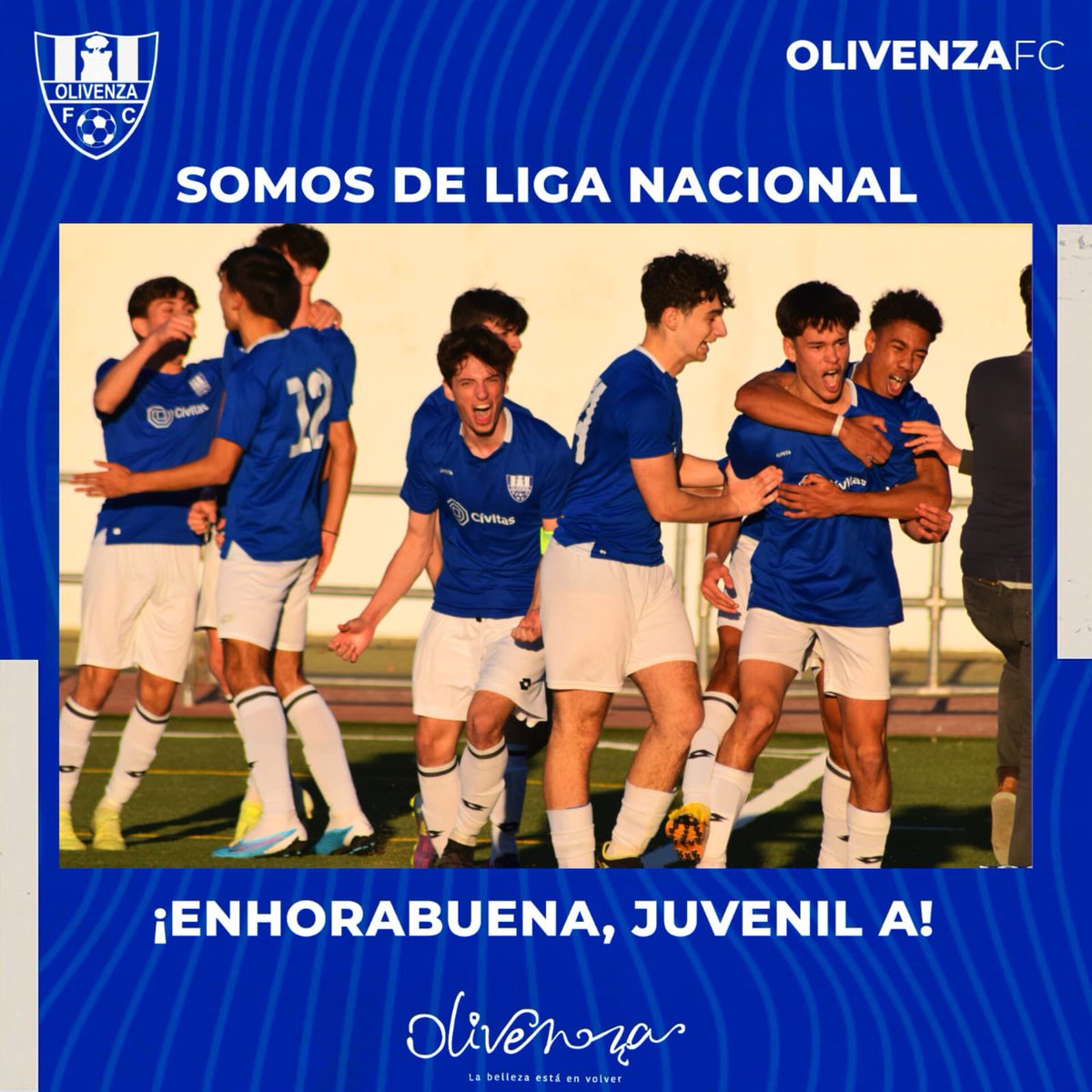 ¡Somos de Liga Nacional! Enhorabuena Buena a Nuestro Juvenil A.

¡Vamos Olivenza!💙🤍

#Juntosporelascenso 
#ContigoHastaElFinal