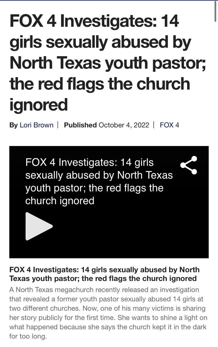 Texas Christian Pastors and Youth Pastors sexually assaulting children is the sick ideology you should be concerned about as a “good Christian” Ronny.

I’ll leave a long 🧵for you  in comments 😉