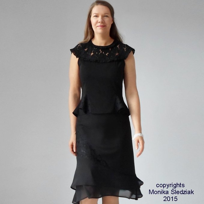 Two piece dress I designed in 2015. Lace yoke still looks fashionable. Don't you think so?
#fashiondesigner #apparel #LBD #littleBlackDress #handcrafted #design