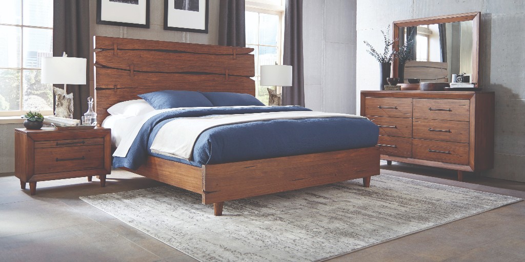 Transform your bedroom into a luxurious sanctuary with the Denver Brown 3-Piece Bedroom Set! With a contemporary design and an incredible price at only $1159. See haynesfurniture.com for details.