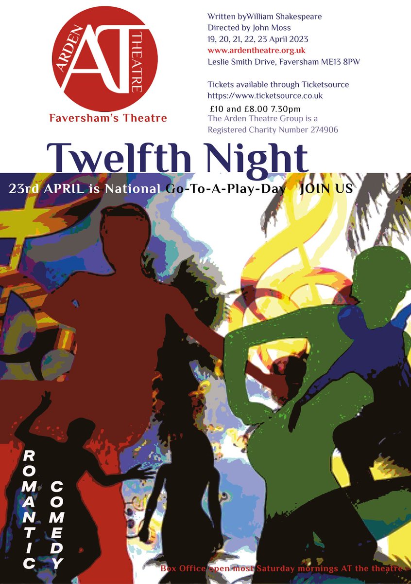 "I'll drink to her as long as there is passage in my throat and drink in Illira!"
Sail on down to #theardentheatrefaversham to celebrate the #twelthnight this April!
#amdramtheatre #twelthnight #Shakespeare #acting #localtheatre #localcharity #localtalent #whatsoninfaversham