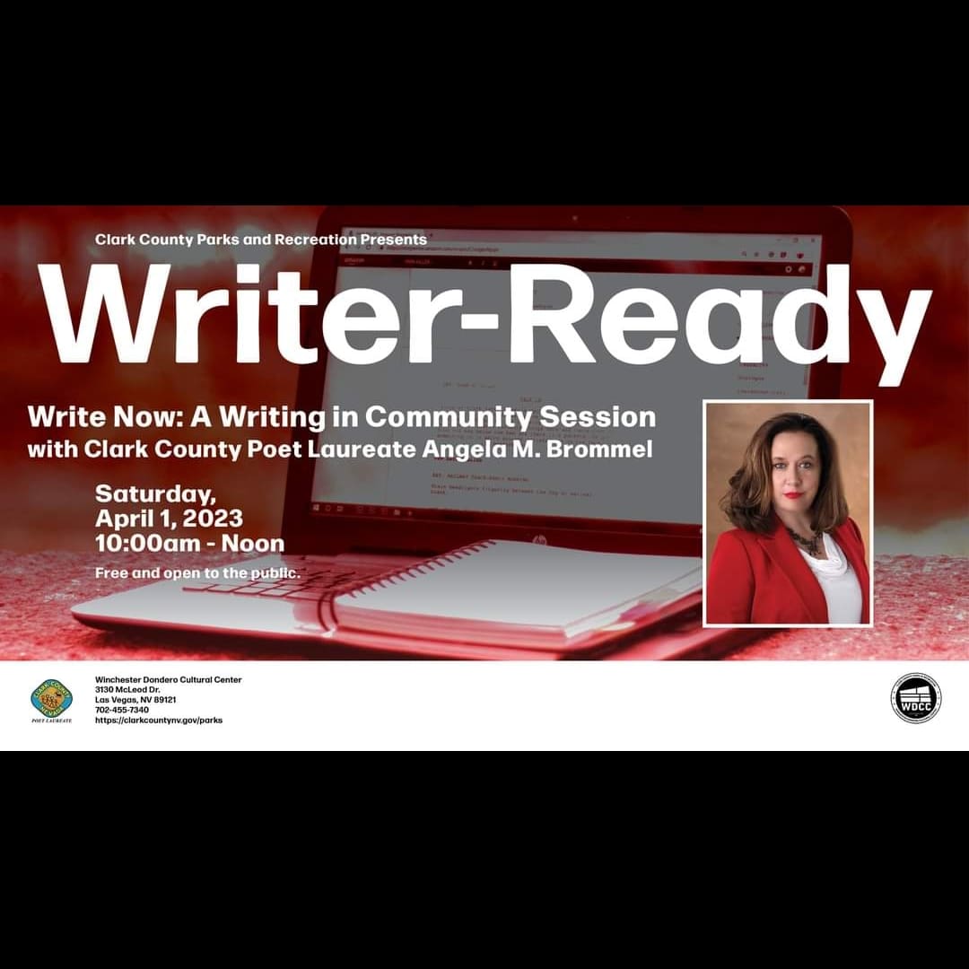 ambrommel's tweet photo. Join me Sat., Apr 1st 10AM-Noon at the Winchester Dondero Cultural Center as we celebrate #NationalPoetryMonth. Bring whatever you want to read, write, or submit. Prompts will also be provided.
#ClarkCountyPoetLaureate #WriterReady #AngelaMBrommel
@ClarkCountyNV @ClarkCountyNVes https://t.co/weBYvLBSGA