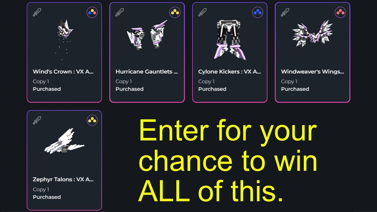 LukusIsRight's tweet photo. Follow: @TheSandboxGame @VoxEdit @tr4nceNFT @LukusIsRight &amp; @HalfD0rk
Tag: 3 Friends (you cant tag the person that tagged you).
Retweet: This Tweet.
Prize: The 5 pictured items
#GIVEAWAY: Will run for 1 week, starting NOW and ending immediately after next weeks Saturday stream. https://t.co/jH5lJfvvnw