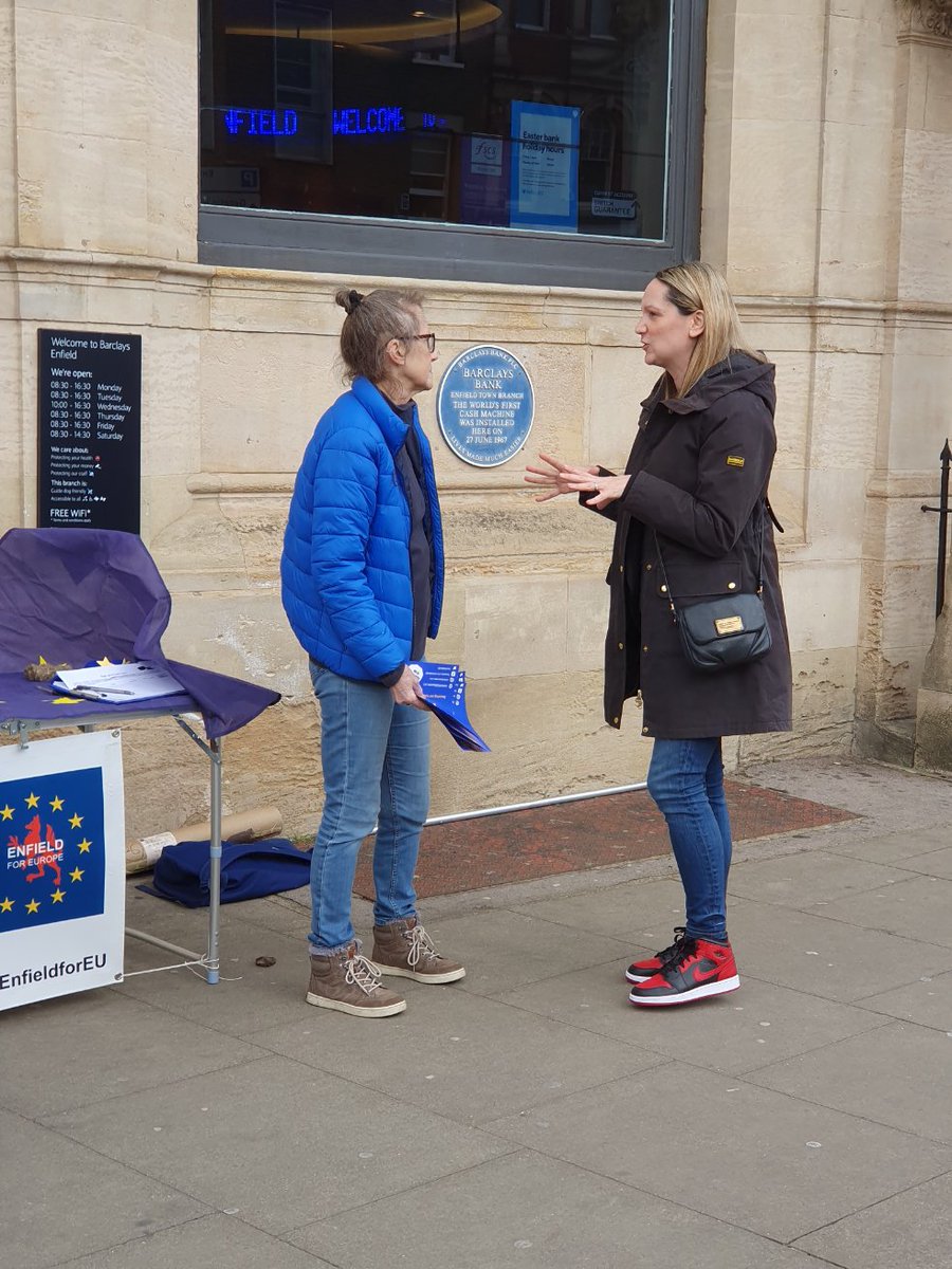 Brilliant response from shoppers in windy but sunny Enfield Town today to Enfield for Europe supporters handing out leaflets about the <a href="/MarchForRejoin/">National Rejoin March</a> #DayForRejoin. Local folks snapped up more than 600 of our flyers - they clearly realise #BrexitHasFailed &amp; we need to #RejoinEU