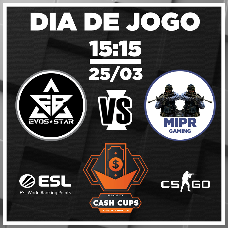 evosbrave's tweet photo. Hoje tem confronto na FACEIT Cash Cup - South America.
VERSUS MIPR
Uma iniciativa e realização de @faceitcom
#GoEvos #EvosStar #EvosBrave #Faceit https://t.co/Q9AtIGyEOO