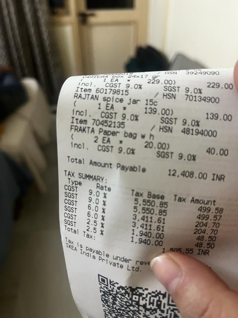 Scorypto's tweet photo. @IKEAIndia  I was charged for the paper bag which has your branding. This is against law. Why are you charging customer for your promotion ? ! I am flabbergasted.. https://t.co/vym96osN2C