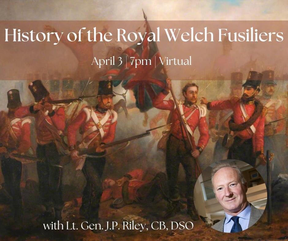 RWFMuseum's tweet photo. Trace the history of Wales' oldest regiment from its' start in 1689 under Lord Herbert of Chirbury through 300 years of history with Lt. Gen. J.P. Riley, CB, DSO. This event is free for Friends of the RWF Museum and a suggested donation for members of the public. https://t.co/XOOV0BUvKL