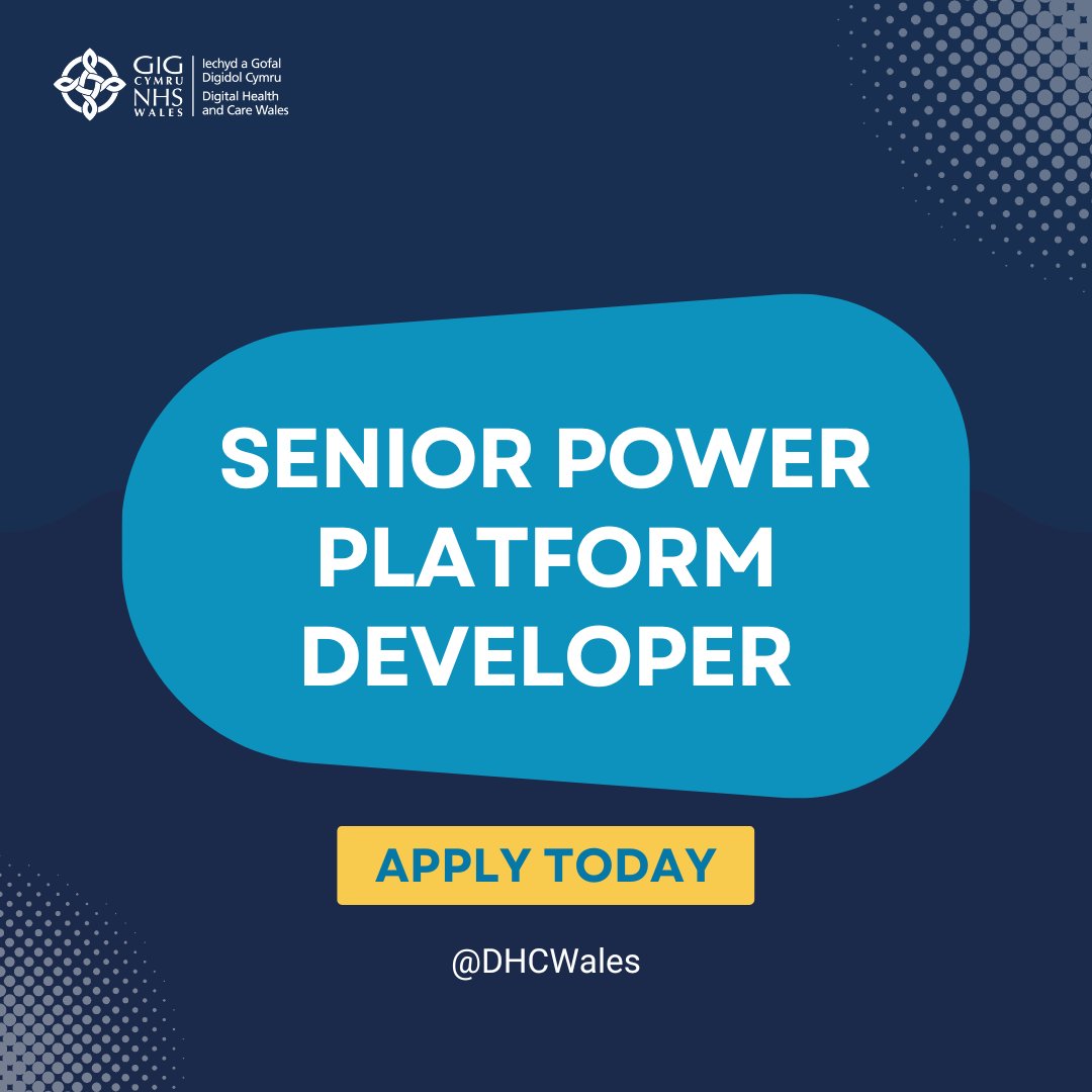 Are you knowledgeable with Power Apps, Power BI or Power Automate? Experienced with Software development or Low Code governance? We're seeking a subject matter expert for the Microsoft 365 Power Platform, providing advice across NHS Wales. 

More details: ow.ly/NonB50NpcCG
