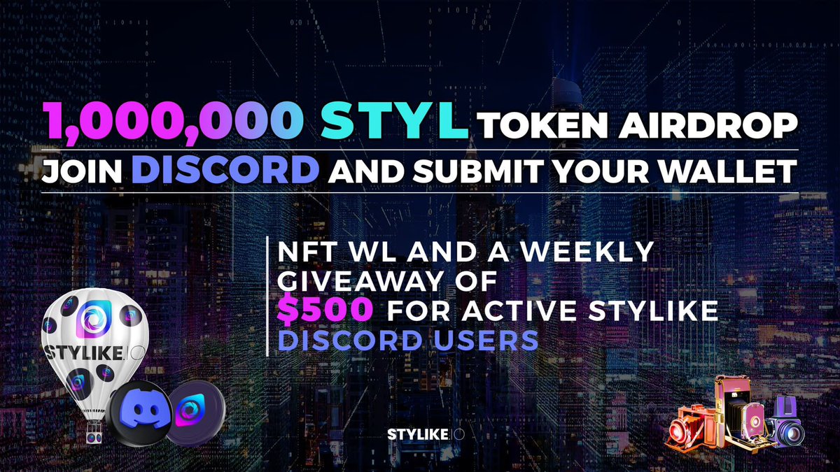 Stylike_io's tweet photo. 1M #STYL giveaway 🎁

Requirements 🔔 : 

☑️Like and Rt
☑️Tag 3 friends 
☑️Must join https://t.co/M9qXI4HOGv

Goodluck 🥂 https://t.co/qebsAL486s