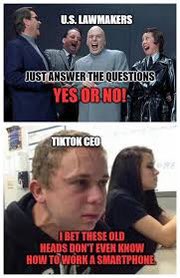 Our so called representatives in congress have no clue what’s going on.  Watching them unload idiotic questions to the CEO of #tiktok was an embarrassment to our country. #tiktokban #shouzi