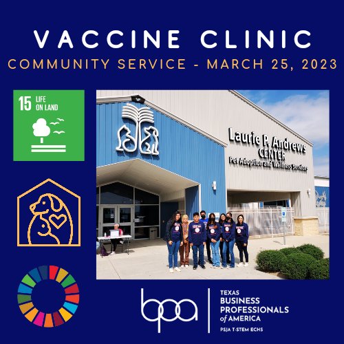 tstembpa (@tstembpa) on Twitter photo Our BPA Club had the privilege of volunteering at the Palm Valley Animal Society Vaccine Clinic in Edinburg ๐พ We assisted the staff with caring for the animals and bringing awareness to animal welfare in our community ๐ #sustainability #globalgoals #titanbpa <a href="/PSJACTE/">PSJA Career & Technical Education</a> Our BPA Club had the privilege of volunteering at the Palm Valley Animal Society Vaccine Clinic in Edinburg ๐พ We assisted the staff with caring for the animals and bringing awareness to animal welfare in our community ๐ #sustainability #globalgoals #titanbpa <a href="/PSJACTE/">PSJA Career & Technical Education</a>