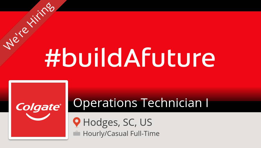 DianaGeofroy's tweet photo. #ColgatePalmoliveCareers is hiring! #Operations #Technician I in #HodgesSCUS, apply now! #job https://t.co/jrRYf6Osyr #buildAfuture #ColgatePeople https://t.co/QghUvrmnot