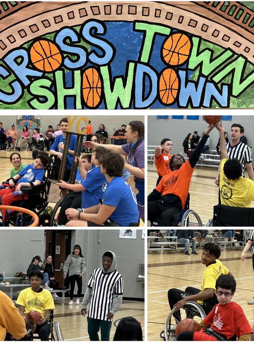 Josh_Nugent's tweet photo. We had a great time helping out at the @YCSports1976 Cross Town Showdown today!  Our guys were awesome engaging with the kids. It was a lot of fun! @hawkenboyshoops @HawkenAthletics https://t.co/nDEh2R9AEA