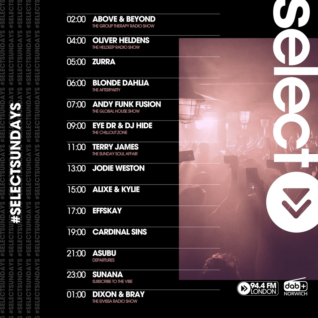 SelectRadioApp's tweet photo. Join us tomorrow for a belter of a line-up on #SelectSundays ☺️

📻 94.4FM London &amp; DAB+ London, Norwich &amp; Brighton
👩‍💻https://t.co/QfM0uWBrTi 
📱the SelectRadioApp (link in bio) 
📲@tunein
🖲 or simply ask Google or Alexa ‘Play Select Radio’ https://t.co/MtRrYe8Hu2