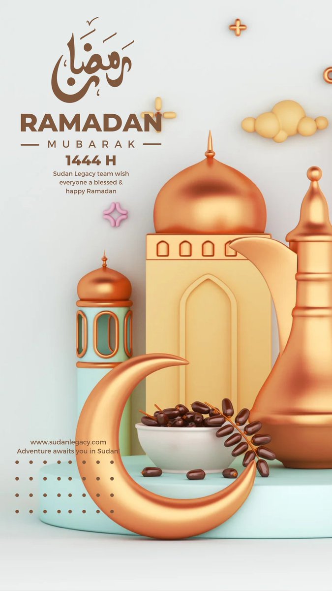 SudanLegacy's tweet photo. #Sudan legacy team wish everyone a blessed #Ramadan! 

☎️ +249-904148999
📍 Khartoum, Sudan.
🌐 https://t.co/LUAQzqq7ef
📧 info@sudanlegacy.com

#VisitSudan
#Sudanlegacy
#adventureawaitsyouinsudan https://t.co/aGFvka6R0b