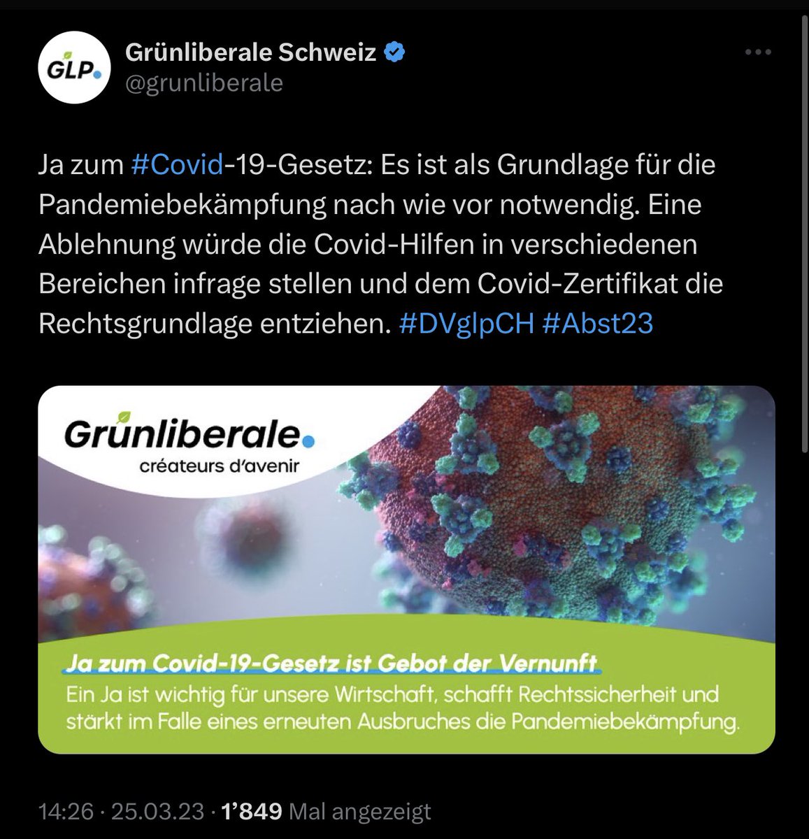 Das #CovidZertifikat hat keine Rechtsgrundlage, lieber @Juerg_Grossen @grunliberale. #Geimpfte waren zu jeder Zeit ansteckend, es gab nie eine sterile Immunität. Wenn Politiker wie Sie weiterhin die #Impflüge verbreiten, muss man dem entschlossen entgegentreten. #SchwereSchuld