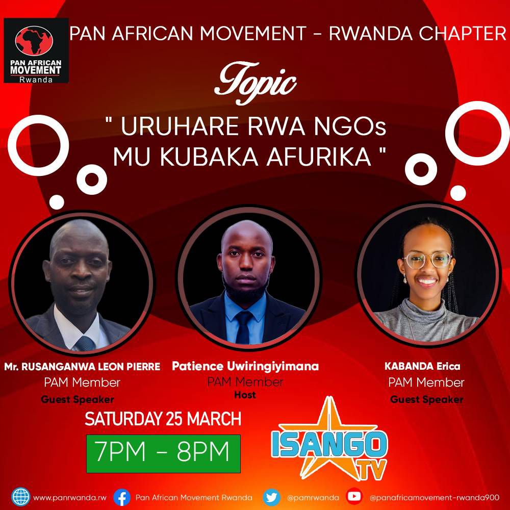 pamrwanda's tweet photo. The Program the Role of NGOs in the Promotion of Africa we want @isangostar
done by @KabandaErica and @leonrusanganwa, link for full Video is Loading... .. thank you  the Host Mr Patience and TV Management @MarieLaetitia7 https://t.co/KsMFh1sfXf