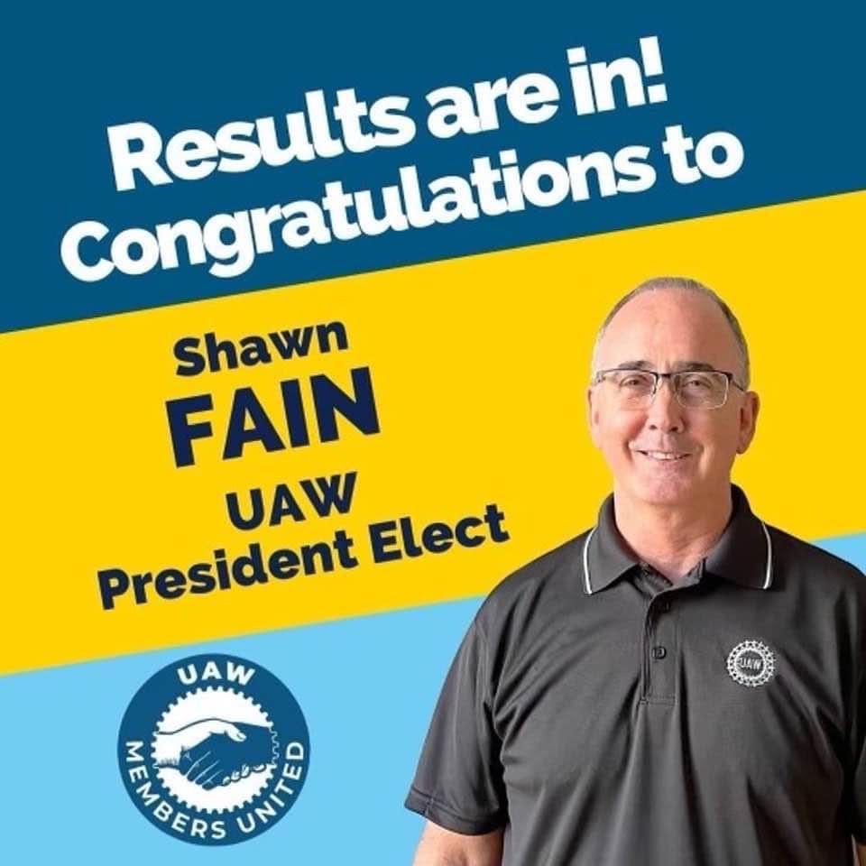 Today is one of the biggest days in recent labor movement history and one of the most momentous days of my life! Congratulations Shawn Fain! Congrats to all of the UAW Members United team for sweeping these elections. Now we get to work to build a democratic and  fighting UAW!
