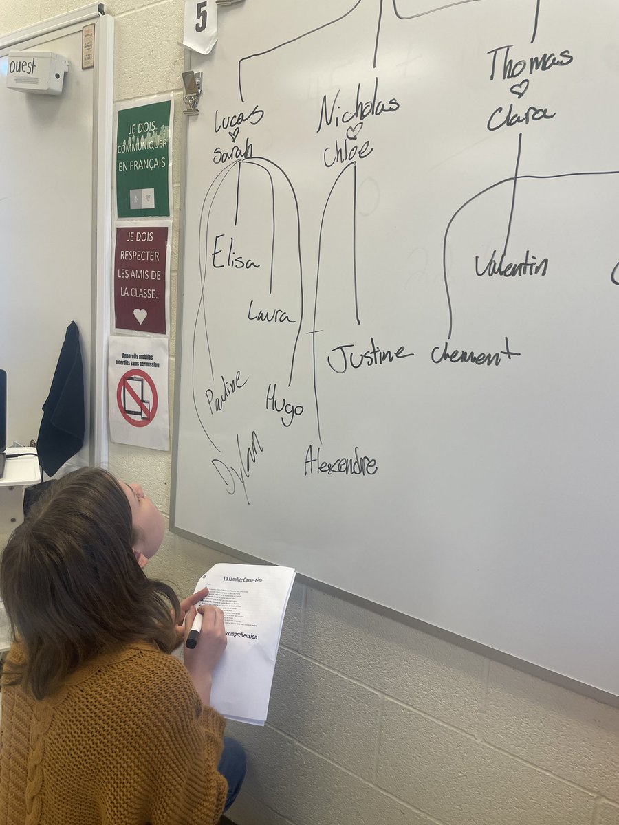 Solving family tree clues (Student created) in Grade 10-12 #Core #French! #transformingfsl #FSL #FLE <a href="/BGCDSB/">Bruce Grey Catholic</a> <a href="/SHHSCrusaders/">Sacred Heart HS</a>