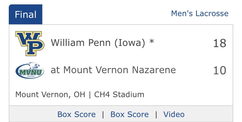 Down goes #8. Putzier with 6g3a to help WPU take the top position in the Heart Standings. #naialacrosse
