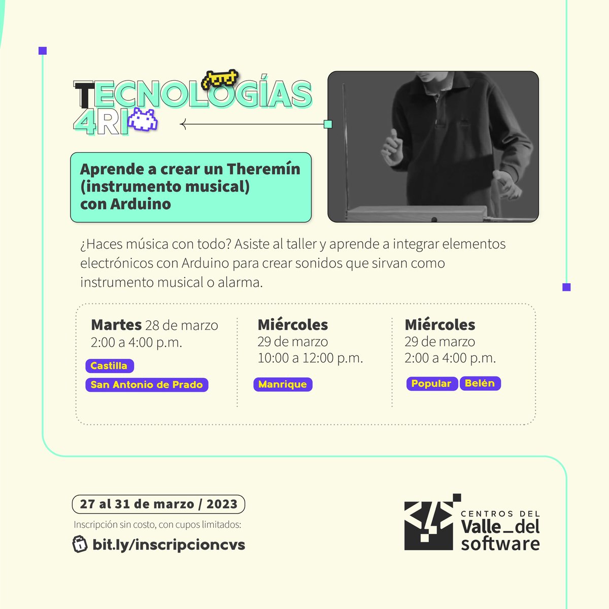 Ruta_N's tweet photo. #Prográmate |  ¡Nuestra oferta CVS se actualiza semanalmente para que puedas capacitarte y adquirir nuevas habilidades! 🚀

Recuerda que nuestros talleres no tienen costo y están abiertos para todo el público. 

Inscríbete aquí 👉🏽 https://t.co/OITk9rwJjq https://t.co/g8OCUIA0ww