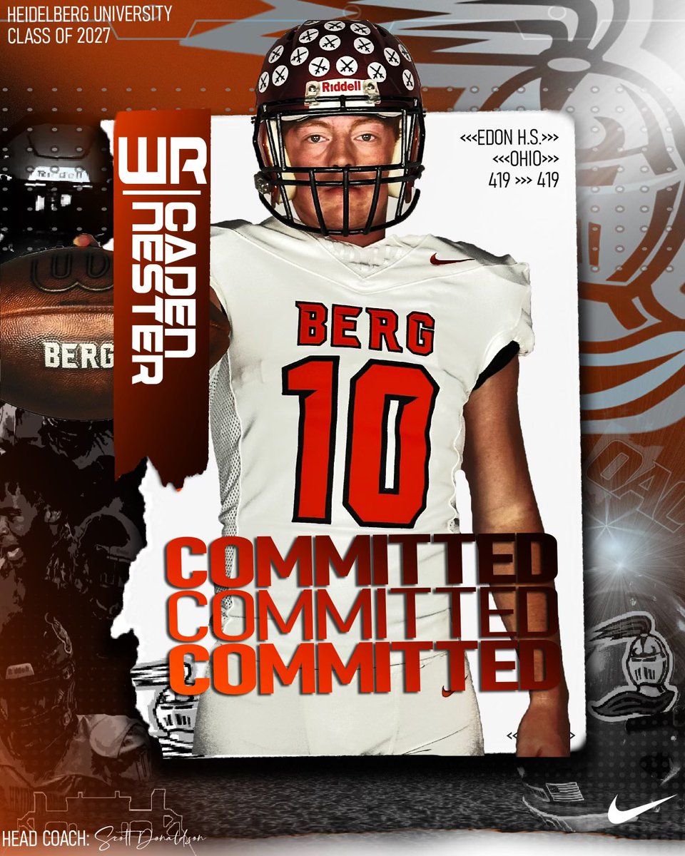 10Cnester's tweet image. After a lot of thought and consideration, I have decided to continue my academic and football career at Heidelberg University. #BERG @Coach_Donaldson @coachjasonlewis @CoachJlew