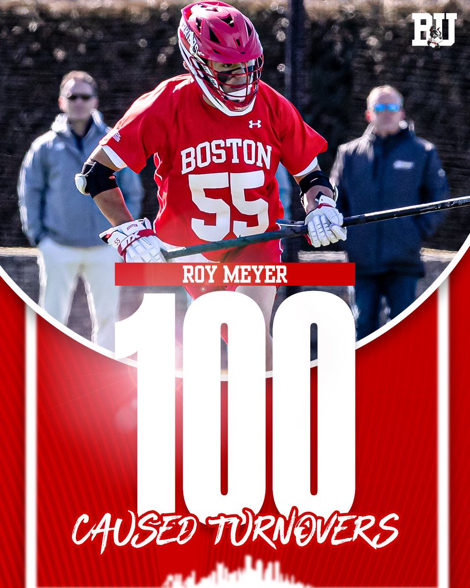 TerrierMLAX's tweet photo. Roy Meyer is officially 💯

Congrats to our All-American LSM on becoming just the third active player to record 100 career caused turnovers! https://t.co/BUUndum4lv