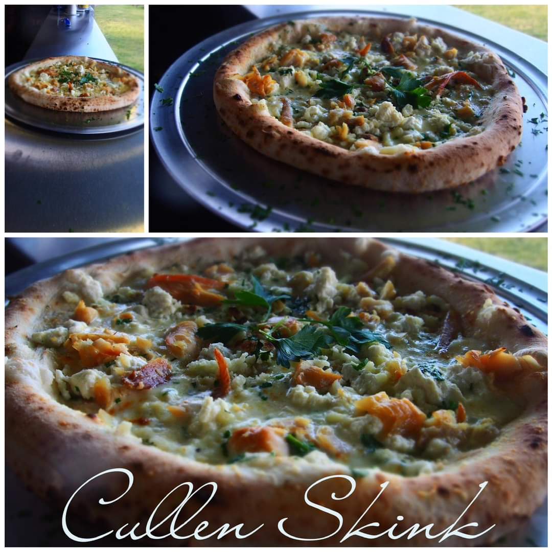 Ever tried a Cullen Skink Pizza 🍕? Tomorrow is your chance by visiting Coastal Pizza at Cullen Harbour. Ricotta, Mozzarella, Smoked Haddock, Potato, Onion & Parsley 😋 The haddock has been sourced & smoked by local fishmongers Eat Mair Fish Ltd of Buckie. #cullenskink #Pizza