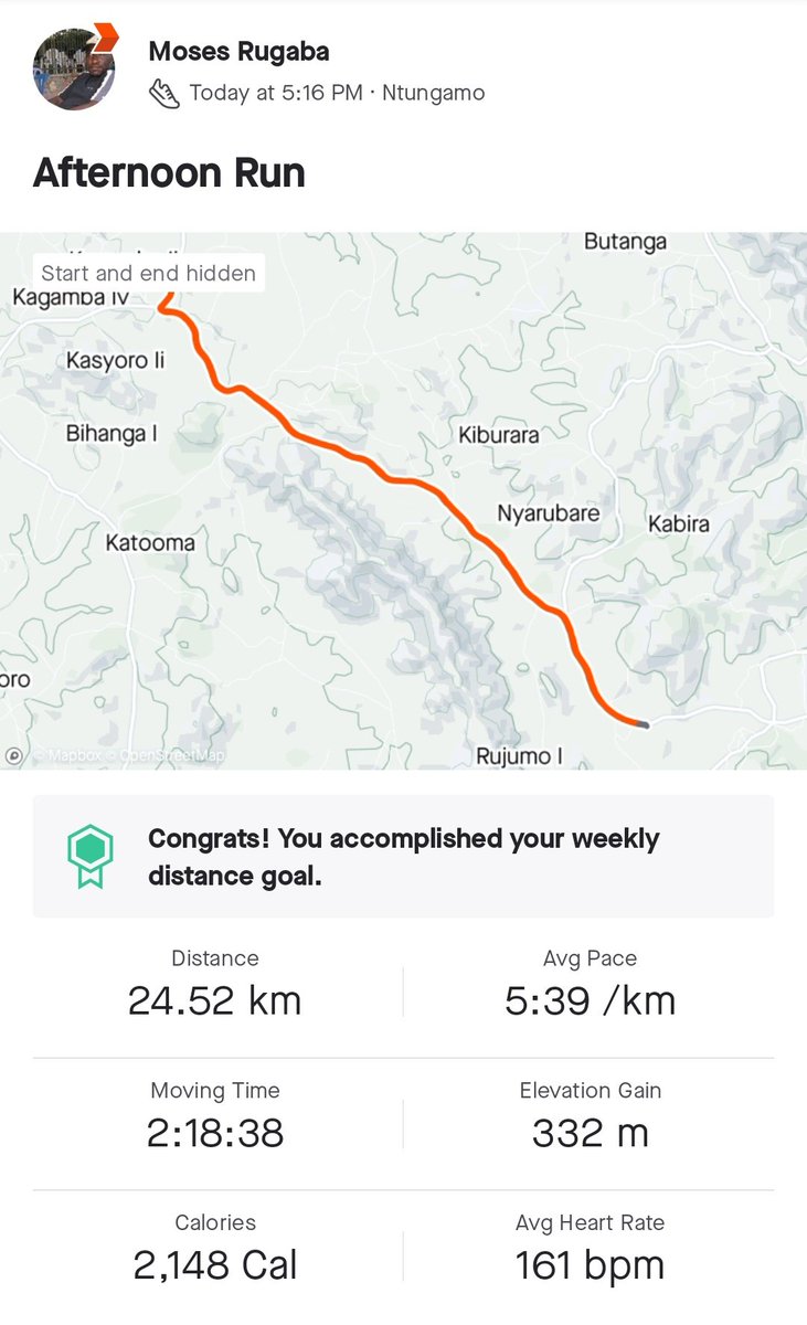 RugabaMoses's tweet photo. Building up for 5min/km on a 25km race. https://t.co/VRRwZO7Xjl