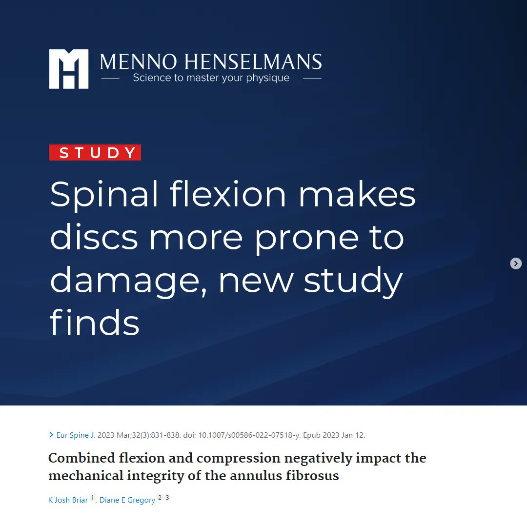 MennoHenselmans's tweet photo. Spinal flexion makes discs more prone to damage, new study finds
In this article I review the evidence for and against the idea that you should avoid excessive spinal flexion when you squat and deadlift: https://t.co/oGZyLxDt9H
#deadlift #spinalflexion #sbd #squat #squats https://t.co/stRcBaRGHV