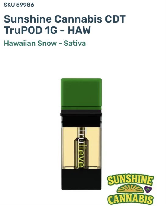 SunshineCannab2's tweet photo. ☀️🚨 NEW #Trupod strain Alert🚨☀️
Pure #CDT 1g #HawaiianSnow wonderful #Sativa from yours truly #SunshineCannabis only available at your local #Florida @Trulieve 🏆💚 #SunshineFam #Trulievers #Cannabis #Terpenes #Concentrate #Extracts #FreeThePlant #CannabisProducts #Trulieve https://t.co/EHCQOGNbUU