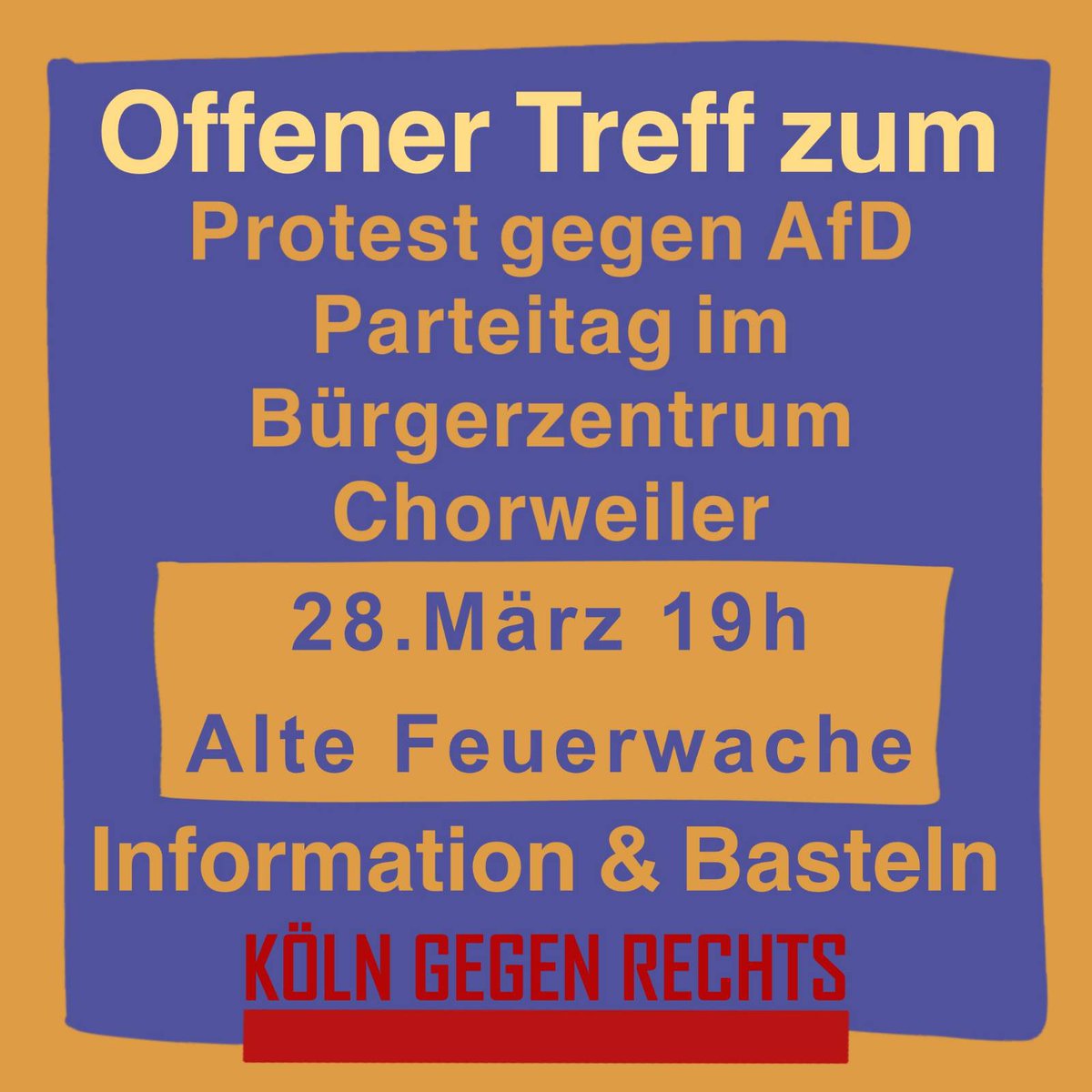 #k0204 #FCKNZS
Wir haben für den 2.4. eine Gegendemo angemeldet und rufen alle Antifaschist*innen auf, am nächsten Dienstagabend zu unserem Offenen Treff zu kommen, um uns abzustimmen.