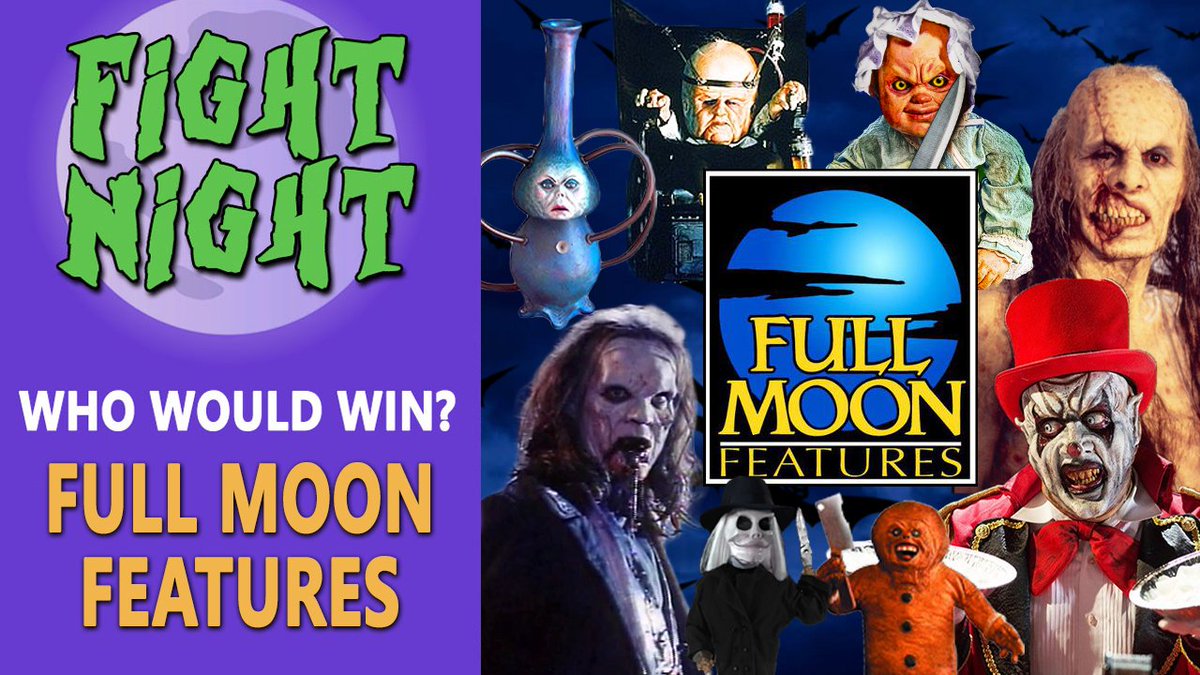 GoryBMovie's tweet image. See your favorite Full Moon Features characters face off tomorrow at 730p PST LIVE on Fight Night! Special guests @DanKnightmare and @DinoEwelt and I will present their strengths and weaknesses, YOU vote on the winner! #fullmoonfeatures @fullmoonhorror 
youtube.com/live/Xf8YC9Mwp…