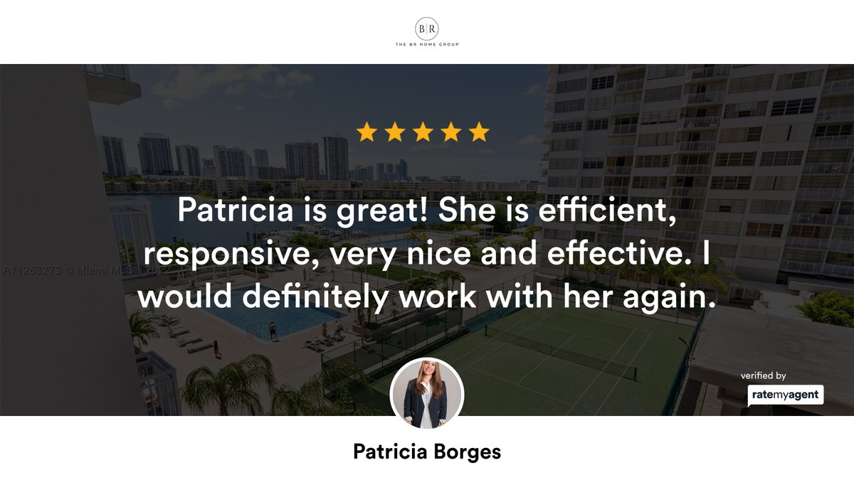 PatBorgCruz's tweet photo. My latest RateMyAgent review in Aventura.

https://t.co/3SAfLDLFNm

...
#ratemyagent #realestate #Deedit_Realty https://t.co/gcJe2t7XeB