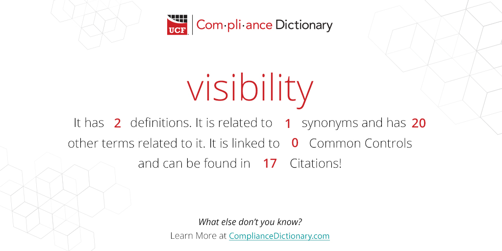 The Compliance Dictionary WotD is "visibility" It means more than you think: ow.ly/BW9o50NrCNc