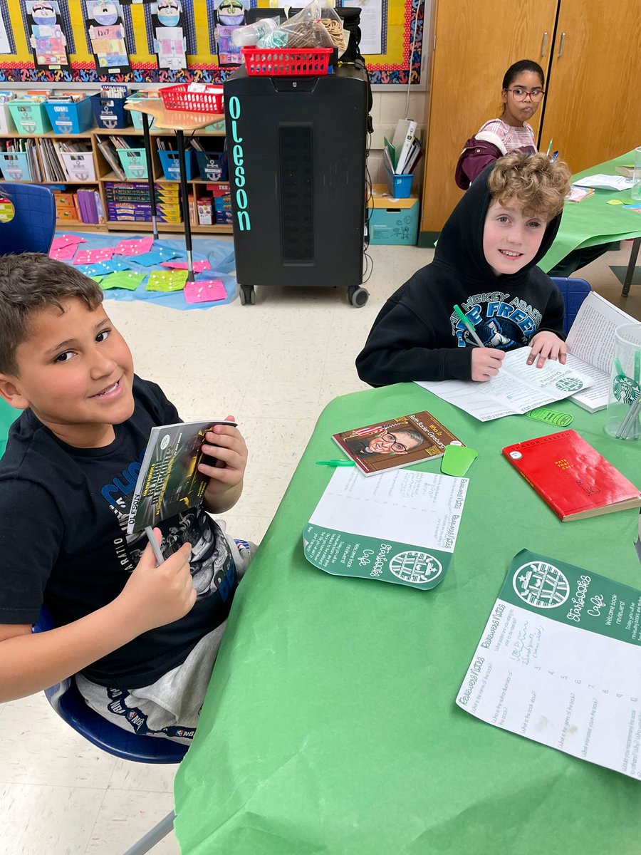 anchorslearning's tweet photo. One of my favorite activities-Starbooks! 

Books were out that were less commonly read this year, and they branched out and explored new genres! Students discussed the books they were reading with ‘coffee’ prompts! We had so much fun and kids were excited to read! #readingisfun https://t.co/MrK3clU1n7
