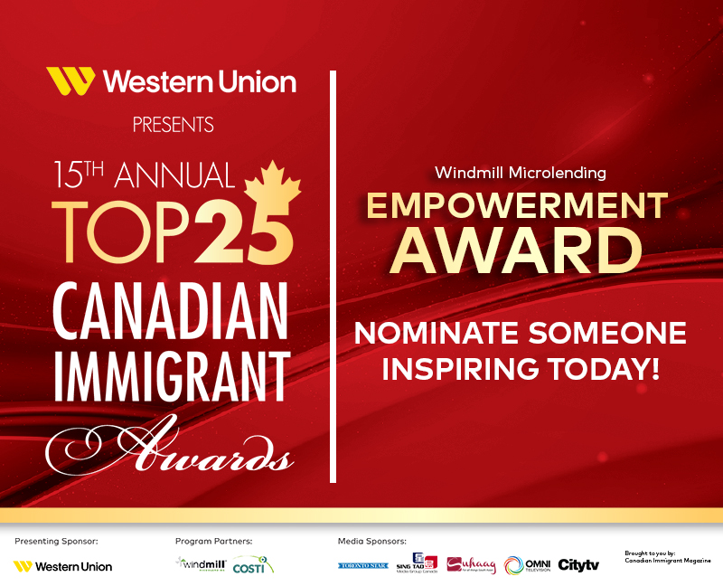 Nominations are open for the new Windmill Microlending Empowerment Award! 

This award recognizes individuals who are working above &amp; beyond to empower and support the successful journeys of immigrants &amp; refugees to Canada.

To nominate - canadianimmigrant.ca/canadas.../emp…. Deadline Apr 18