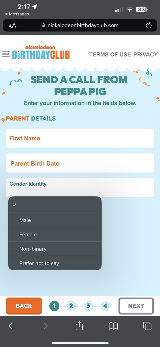 kdt021's tweet photo. @clownworld critical information needed here from @NickelodeonPR @Nickelodeon.  The gender identity is needed for an AI generated call?  #ClownWorld #LeaveOurKidsAlone https://t.co/bsPl8LB9Uw