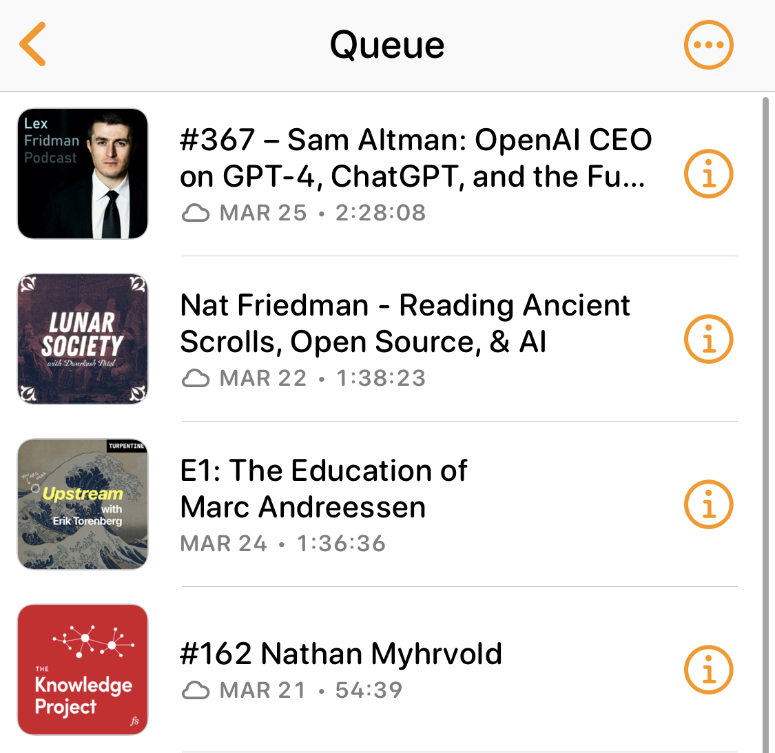 Jason Crawford (@jasoncrawford) on Twitter photo Podcast interviews in the last five days:
• <a href="/sama/">Sam Altman</a> with <a href="/lexfridman/">Lex Fridman</a>
• <a href="/pmarca/">Marc Andreessen 🇺🇸</a> with <a href="/eriktorenberg/">Erik Torenberg</a>
• <a href="/natfriedman/">Nat Friedman</a> with <a href="/dwarkesh_sp/">Dwarkesh Patel</a>
• <a href="/nathanmyhrvold/">Nathan Myhrvold</a> with <a href="/ShaneAParrish/">Shane Parrish</a> / <a href="/farnamstreet/">FS</a>
How am I ever going to finish listening to The Power Broker at this rate? Podcast interviews in the last five days:
• <a href="/sama/">Sam Altman</a> with <a href="/lexfridman/">Lex Fridman</a>
• <a href="/pmarca/">Marc Andreessen 🇺🇸</a> with <a href="/eriktorenberg/">Erik Torenberg</a>
• <a href="/natfriedman/">Nat Friedman</a> with <a href="/dwarkesh_sp/">Dwarkesh Patel</a>
• <a href="/nathanmyhrvold/">Nathan Myhrvold</a> with <a href="/ShaneAParrish/">Shane Parrish</a> / <a href="/farnamstreet/">FS</a>
How am I ever going to finish listening to The Power Broker at this rate?