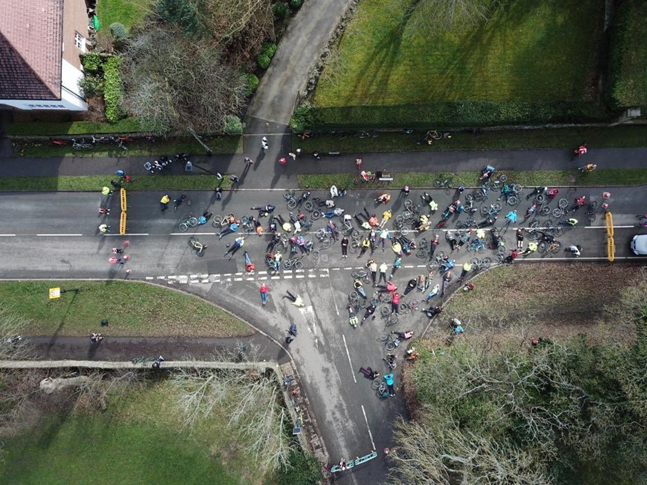 anotherJon's tweet photo. On 15 Sept 2022 Adrian Lane was cycling home. He died after being struck by the driver of a car on Ringinglow Road, Sheffield.

Today the #lanecampaign and @cyclesheffield staged a ‘die-in’ there as part of a campaign to make the road safer.

Photos: @Ollie2Wheeler, @llamasteve https://t.co/D6UqJIEjxq
