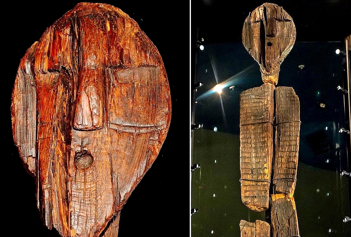 シギルの偶像（ロシア、エカテリンブルク）は世界最古の木彫。紀元前11600年の中石器時代。樹齢159年のカラマツ、2.8メートル（当初は推定5メール）。目、鼻、口からなる頭部と幾何学文からなる胴体部。#木彫 