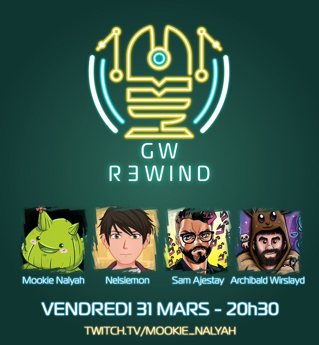 MookieNalyah's tweet photo. Le prochain #GWrewind revenant sur l'actu de #GuildWars2 aura lieu le 31 mars à 20h30 sur https://t.co/2L8b17mLof en compagnie de @NACNelsiemon @Wirslayd et @samajestay !

Stay tuned ! 

#GW2 @GuildWars2_FR @GuildWars2 https://t.co/EzXTjmDQA9