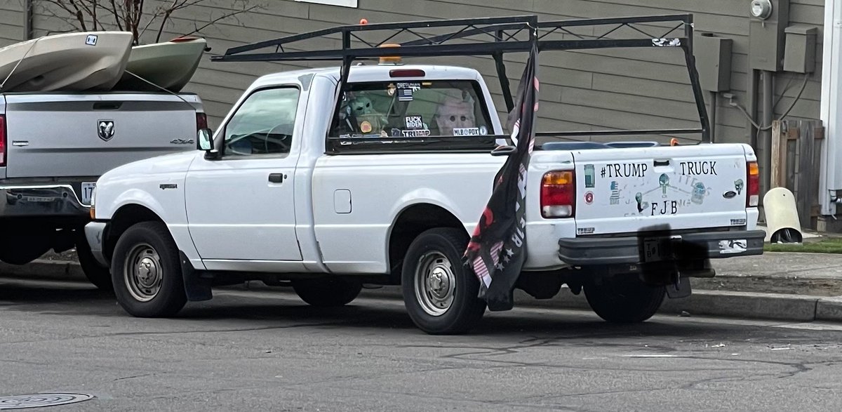 ChrisMijares7's tweet photo. I go out front to have my coffee and first lung dart of the day, and I see this candidate for the saddest #TrumpTruck parked across the street from my house.

It sure encompasses all things #Trump; old, white, small, unimpressive and not worth much.

#TrumpRally https://t.co/PZroco1XEu