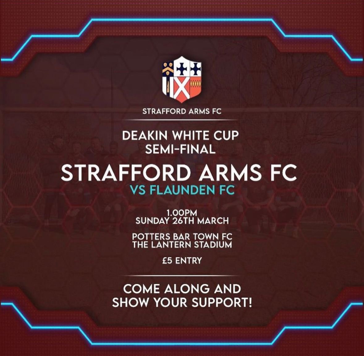 The <a href="/LanternRecovery/">Lantern Recovery</a> stadium is hosting the Semi-Final of the Deakin White Cup Tomorrow, featuring local team <a href="/StraffordArmsFC/">Strafford Arms F(C)</a>. Come support