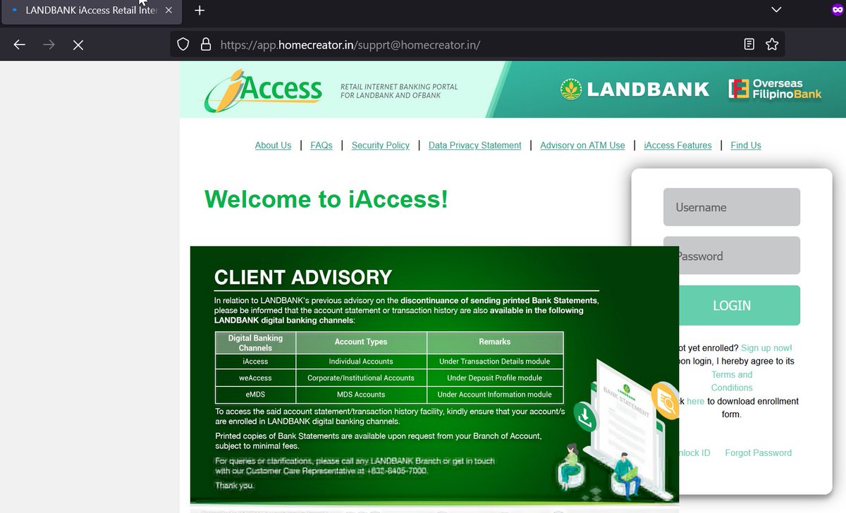 NoahArkz's tweet photo. Hey  @LBP_Official , may isang site ginagamit pang phishing. paki actionan.

#awareness#Lbp https://t.co/15anlS1BzD