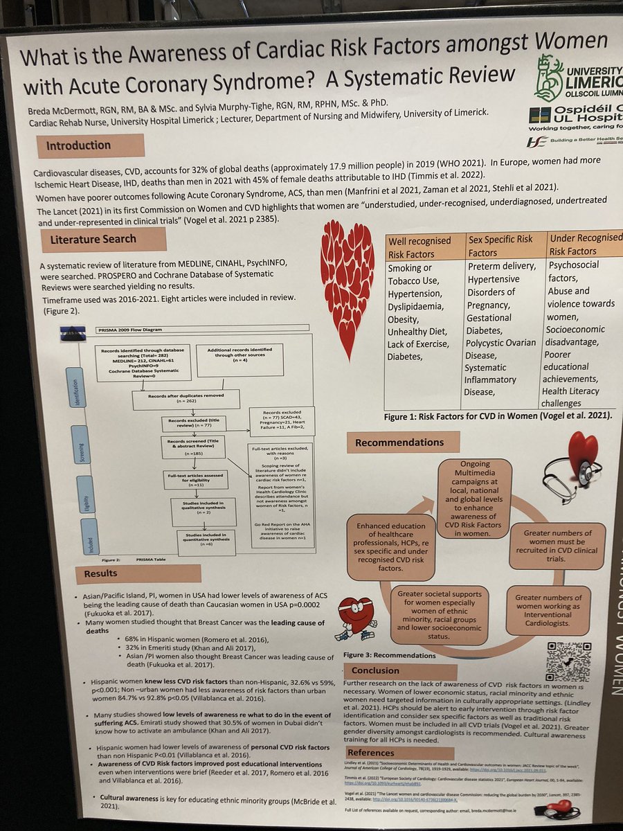 UHL Cardiology CNS Catriona & Breda and their poster presentation on Cardiac Rehabilitation and Awareness of risk factors in women’s health @breda_dermott @CatrionaAhern @INCAnursing @ULHospitals @CorkeryMajella @samersully @josiedillon10 @Jennife62768702