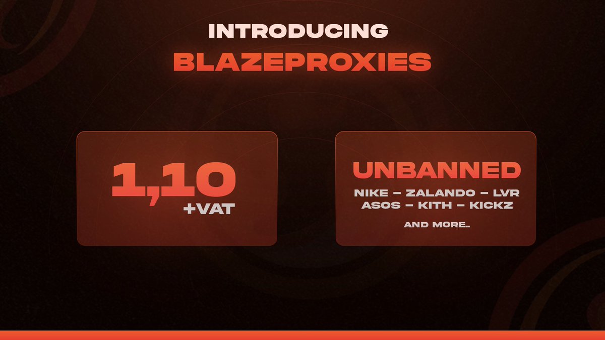 We are glad to introduce you to BlazeProxies 🔥

We want to keep it private so here is your link to try to get in but be fast not so much stock 😳

discord.gg/fMkAZcMEcn