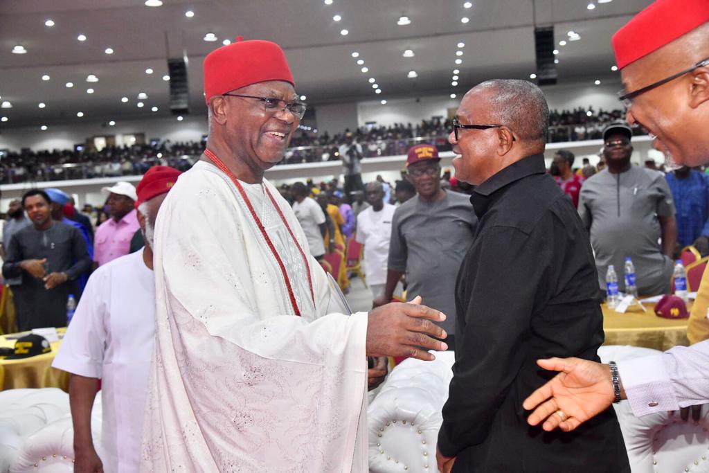 PeterObi's tweet photo. I was in Awka, Anambra State, today for the celebration of Gov. Chukwuma Charles Soludo's One Year in Office. As a firm believer in building a better society, I maintain that politics should transcend partisanship and be free from tribal and religious affiliations. https://t.co/6qXCuLhXpt