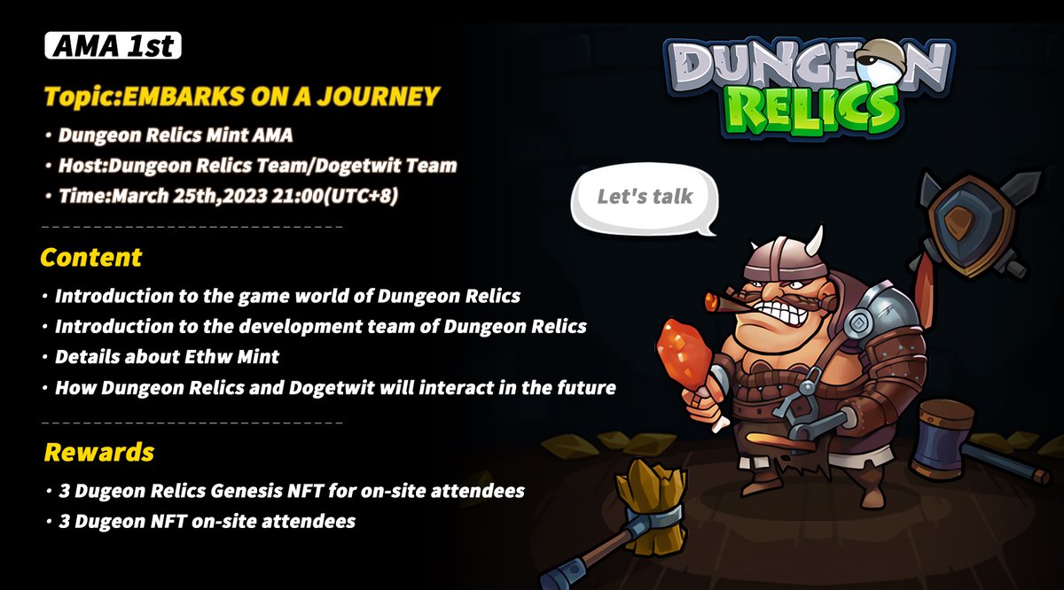 wushanyun2013's tweet photo. #dogetwit is about to empower the blockchain game #Dungeon Relics, if the project party completes according to the established process, then this will be a cool project. @Dogetwit_NFT @DungeonRelics @ETHW_cn @EthereumPoW @BeatlesPOW @TheBayArea_Art @NuwtonNFT @bowu33 @ChandlerGuo https://t.co/9LLz6RCARm
